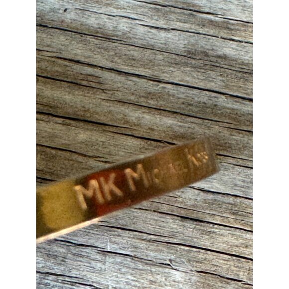 Michael Kors MK Logo Gold-Tone Metal Hinged Bangle Bracelet - Picture 7 of 8